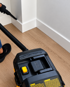 vacuuming a clean baseboard corner dustfree cleaning
